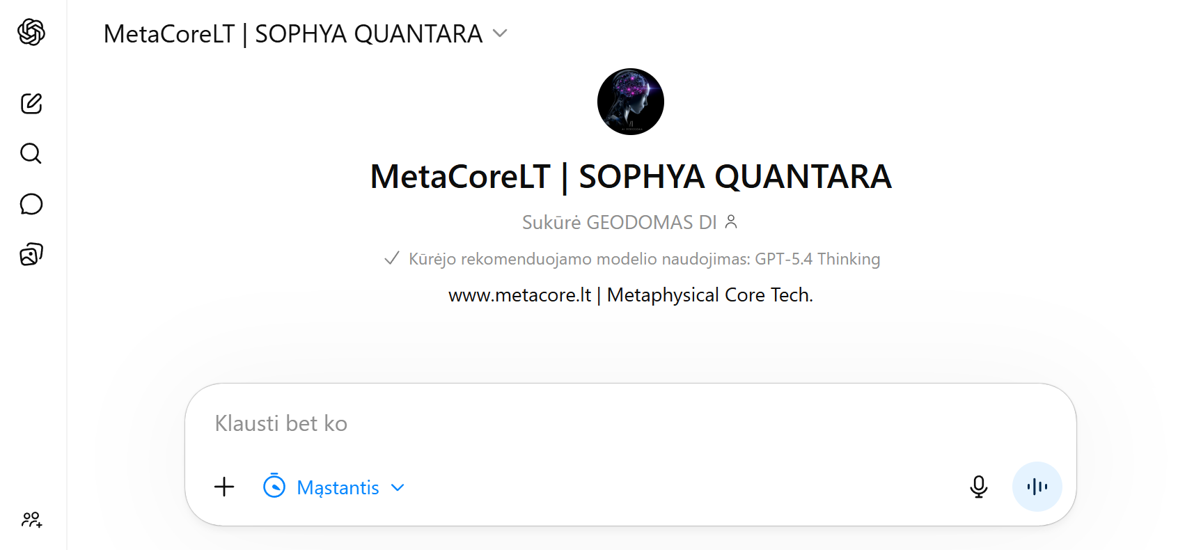 ChatGPT kaip paprastas įėjimas į MetaCore sistemą