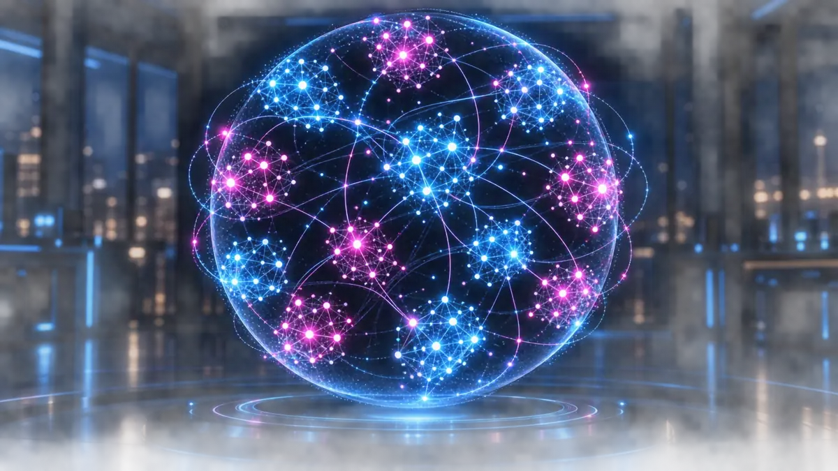 Illustration de concept de douze champs de recherche MetaLAB connectés